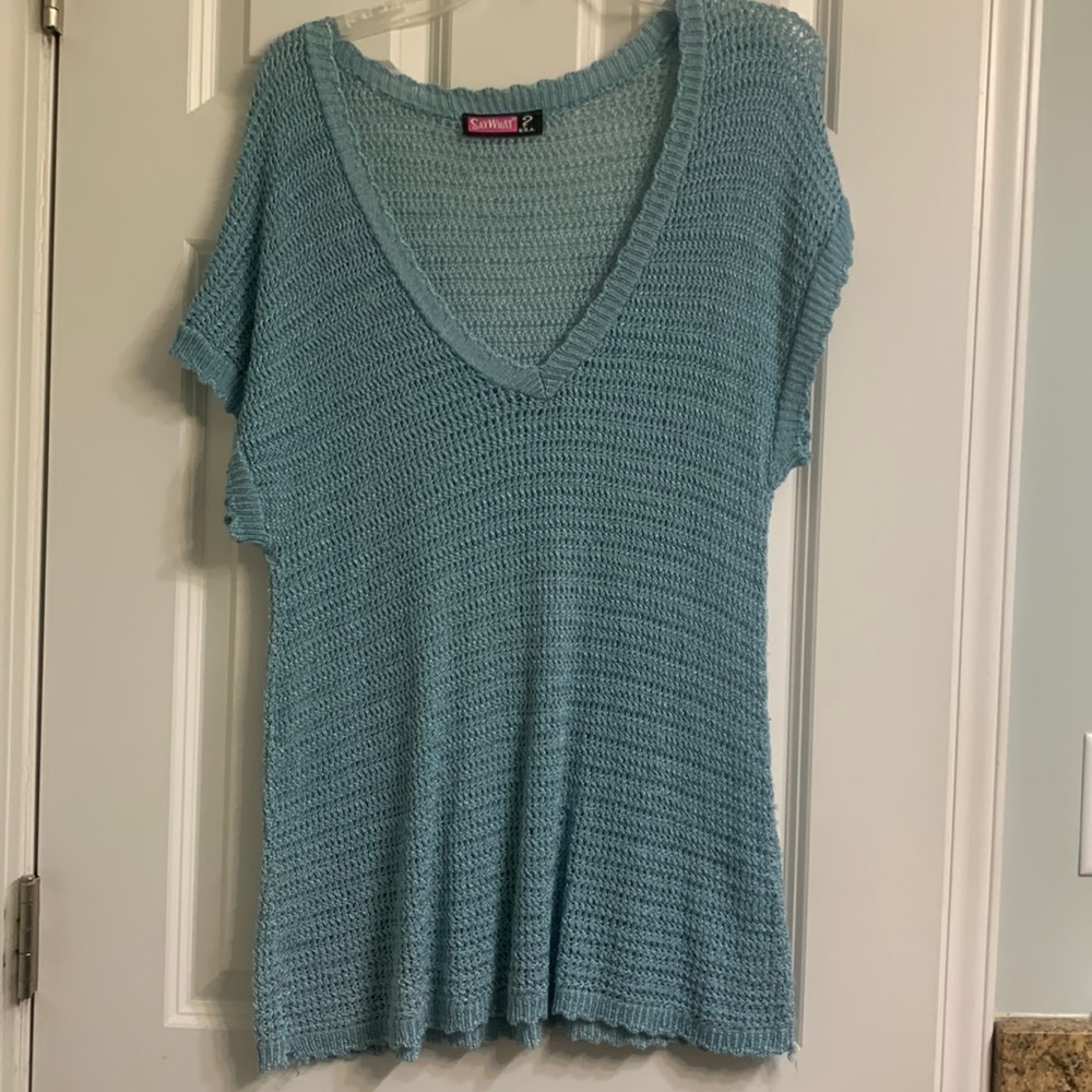Say what? Sweater short sleeve shirt